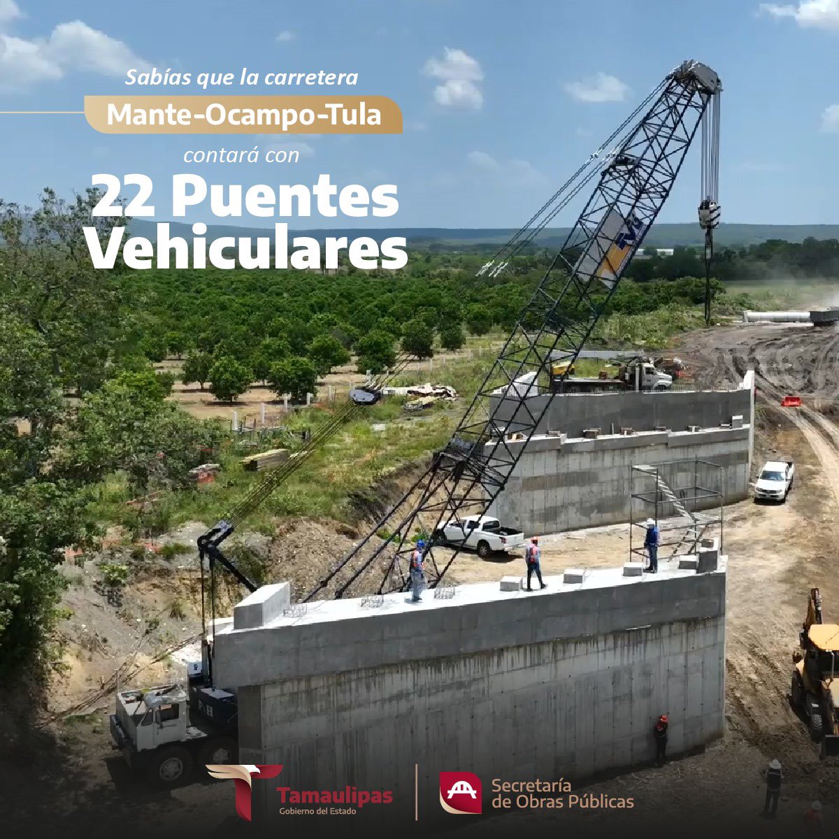 ¿Sabías que?

La carretera Mante-Ocampo-Tula (MOT) contará con  un total de 22 puentes, abarcando una extensión completa de 1,815 metros. 

#TamaualipasEsMejorLugarParaViv