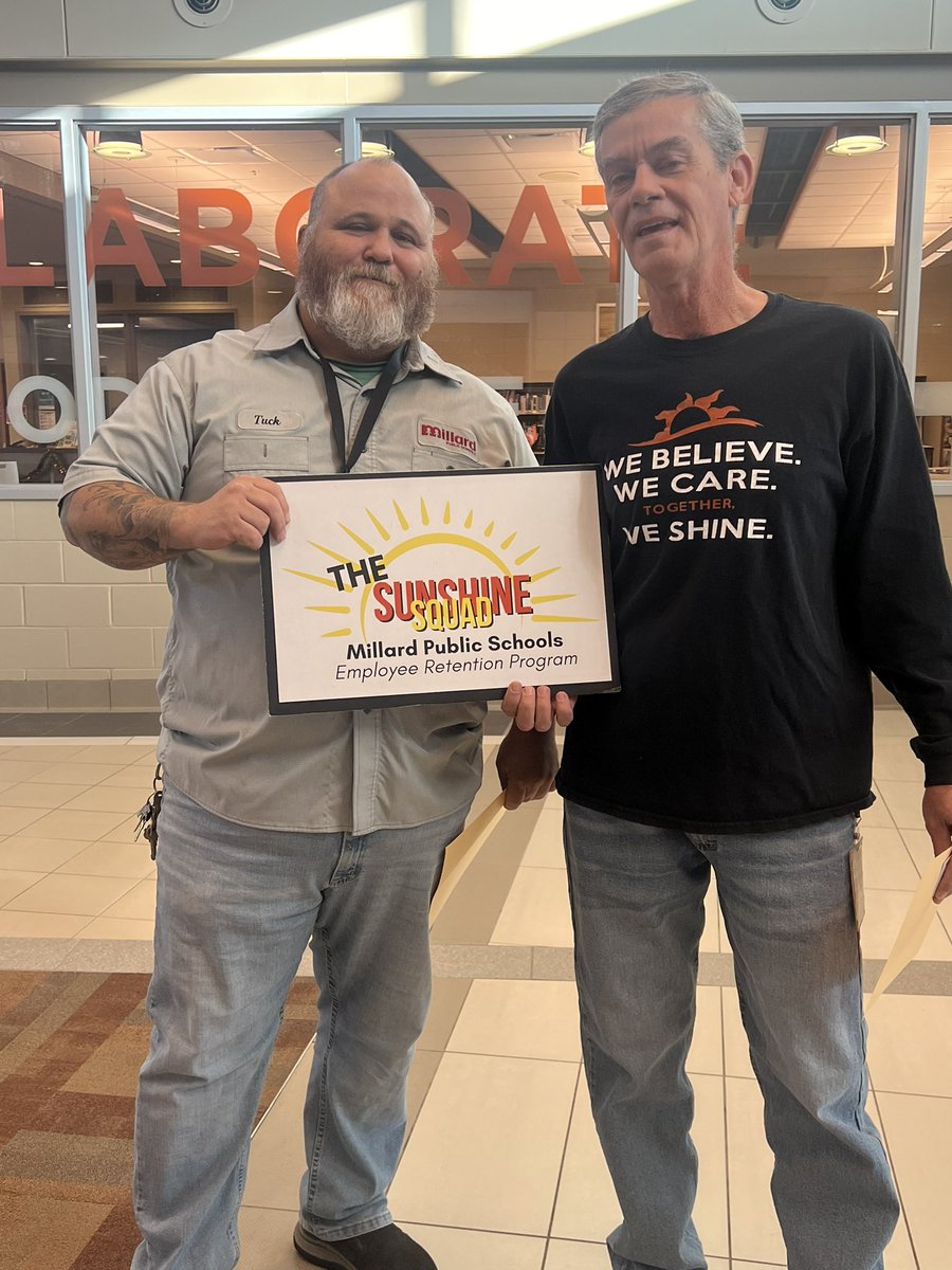 So a thing happened! The Sunshine Squad came out to @HorizonMillard to recognize Tuck and Mike for their stellar performance with @SCHEELS gift card #SHINEwithMPS #Proud2bMPS @MPSHR