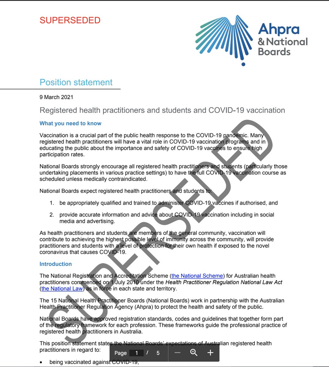 The AHPRA "gag order" on Australian health practitioners from the 9th of March 2021 has finally been superseded.

This was the same one that was used as the basis for my licence suspension in 2021.

The same one which gutted informed consent, ethics &amp;
established law.
