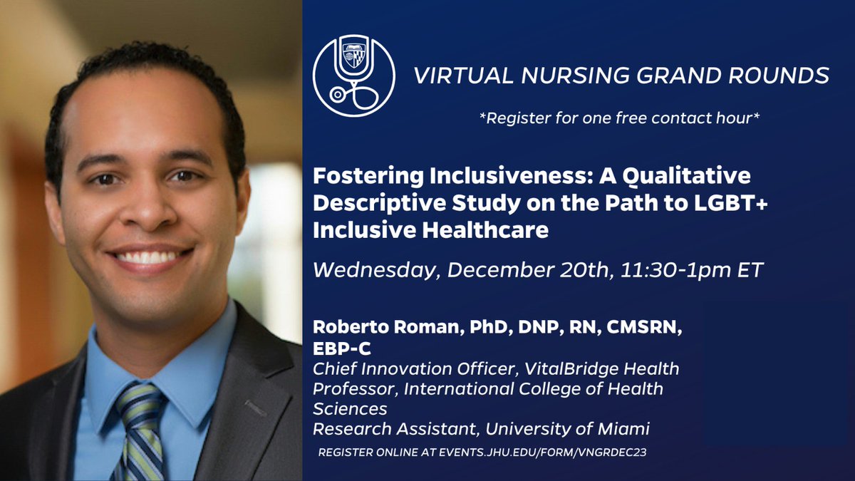 Don't forget to register for this month's Virtual Nursing Grand Rounds, happening Wednesday, 12/20! More info and registration ➡️ bit.ly/48mH6d9
