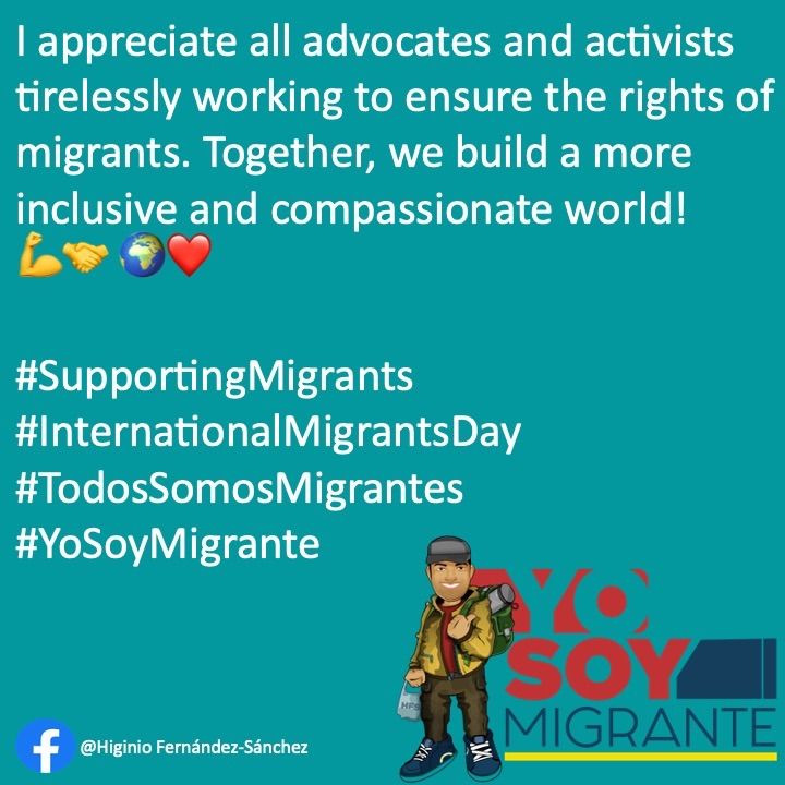 I was inspired by my colleague Higinio Fernandez-Sanchez to honour this day. Let's think about the migration often in difficult conditions to create new opportunities! #YoSoyMigrante #TodosSomosMigrantes #WeAreAllMigrants #InternationalMigrantsDay #InternationalMigrantsDay