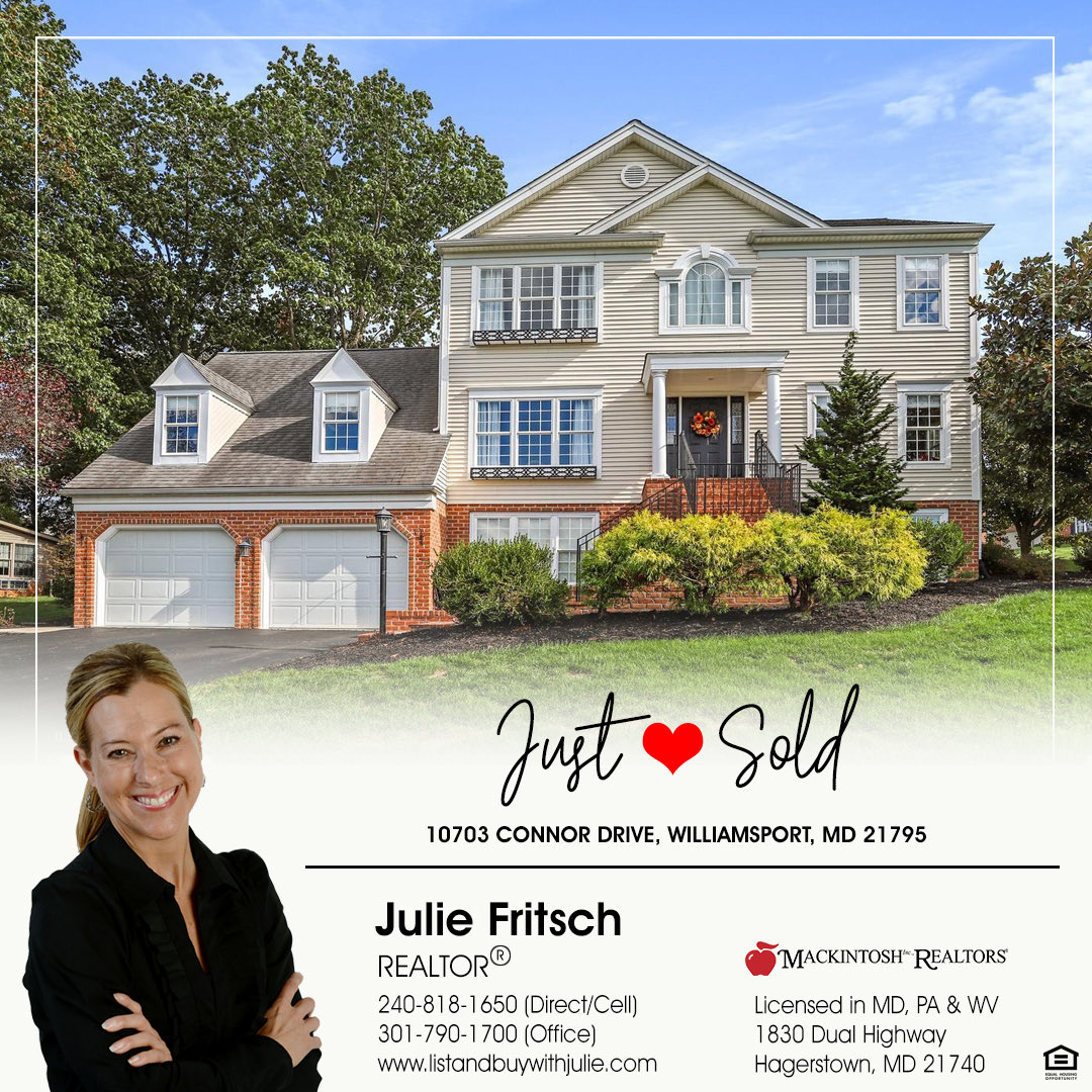 This stunning colonial is now SOLD in Williamsport, MD! Shouting out a huge congratulations to my satisfied sellers. Selling the Tristate! #soldandclosed #sellingthetristate #isellhomes #listingagent #buyersagent #mackintoshrealtor #realtor #realestate #themarketismovingareyou