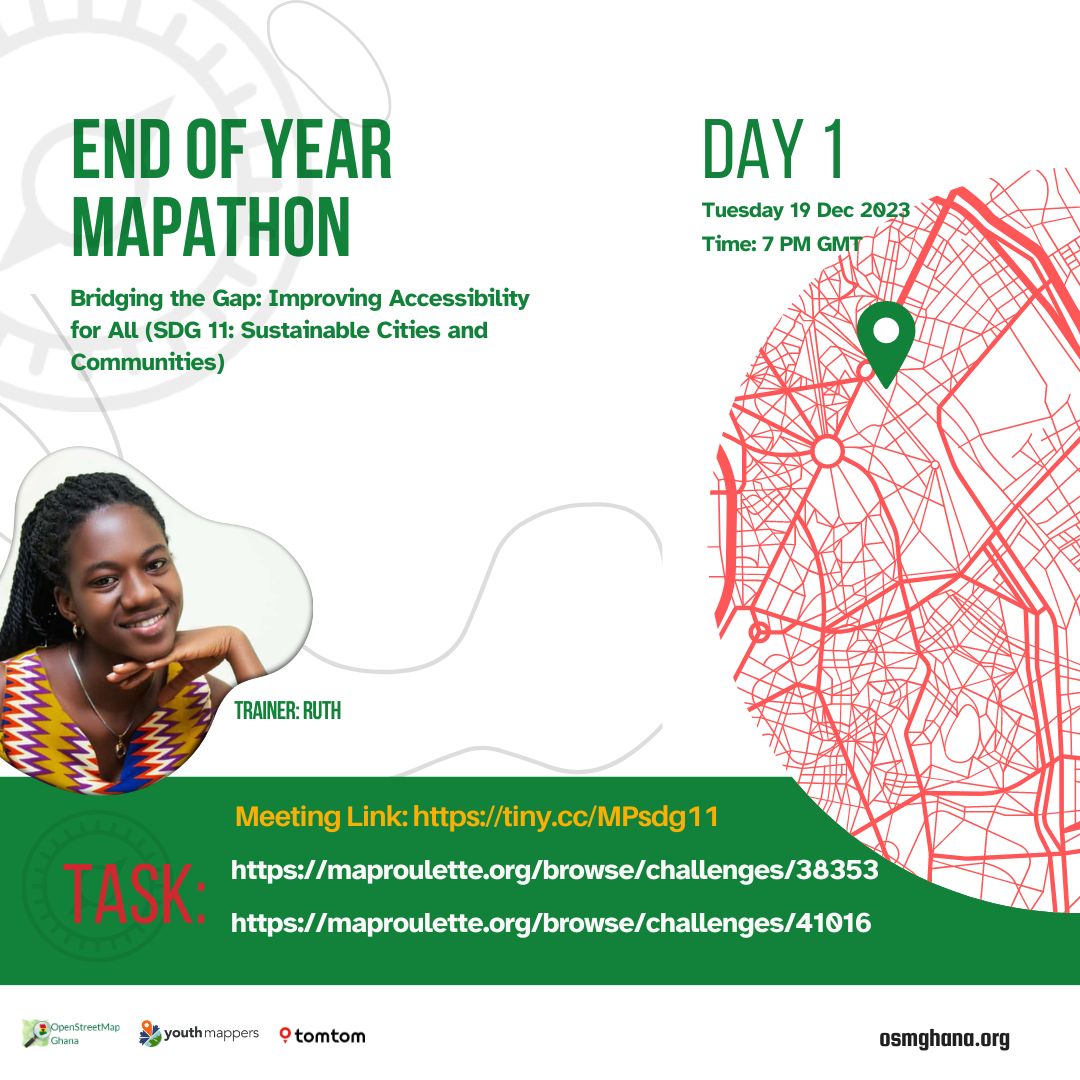 Eyram Ajoa (@eyram21085399) on Twitter photo With <a href="/OSMGhana/">OpenStreetMap Ghana</a> we improve accessibility using @maproulette. And we end our year with a grand mapathon🥳🥳 @GhanaYouthMappers do not miss this for anything. 👌🤗
#OsmGhana
#YouthMappers
#ImprovingAccessibility With <a href="/OSMGhana/">OpenStreetMap Ghana</a> we improve accessibility using @maproulette. And we end our year with a grand mapathon🥳🥳 @GhanaYouthMappers do not miss this for anything. 👌🤗
#OsmGhana
#YouthMappers
#ImprovingAccessibility
