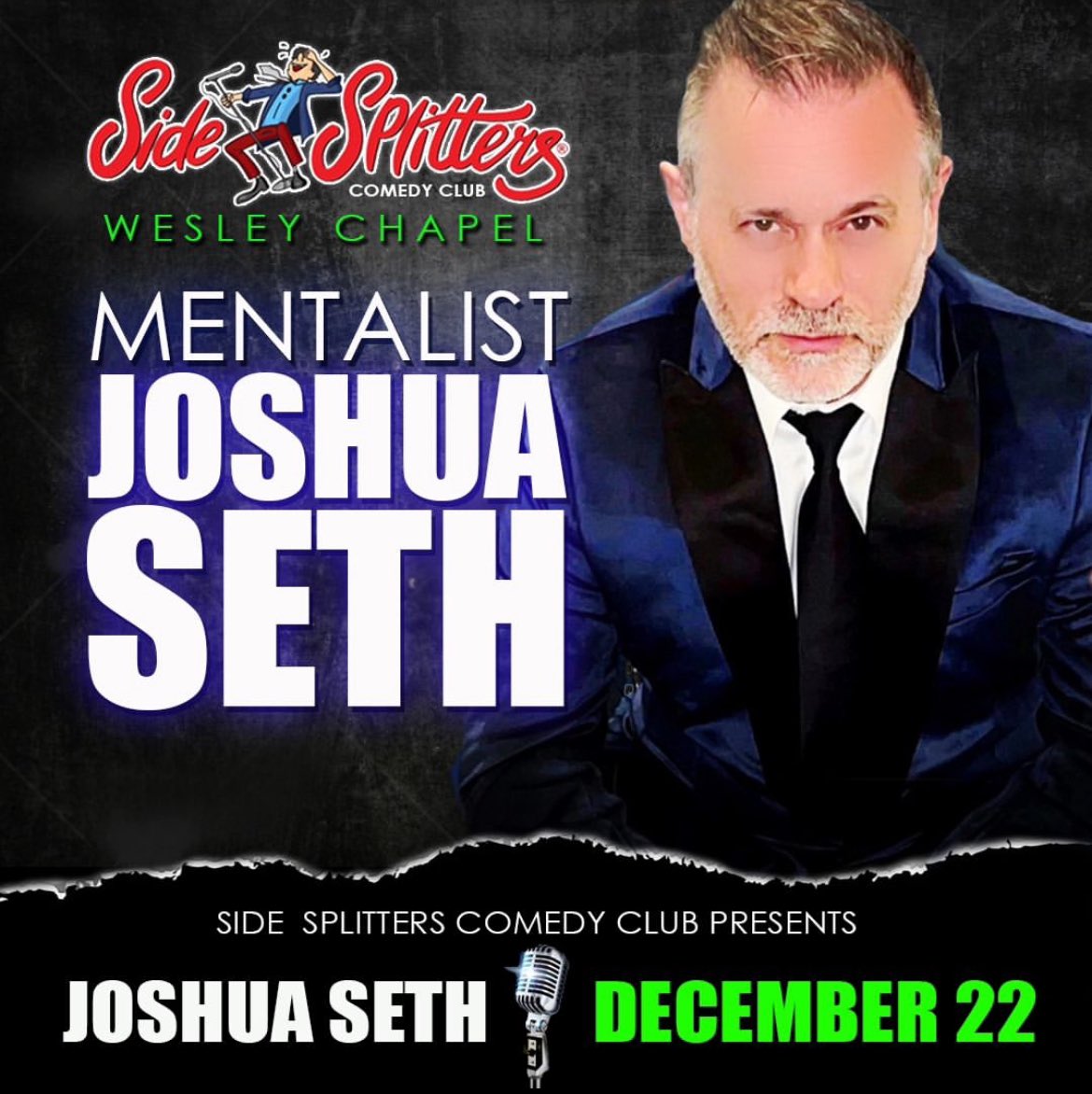 joshuaseth's tweet image. LIVE in Tampa FL this Friday at Side Splitters Comedy Theater (Ticket link in bio) #comedy #mentalist #mindreader