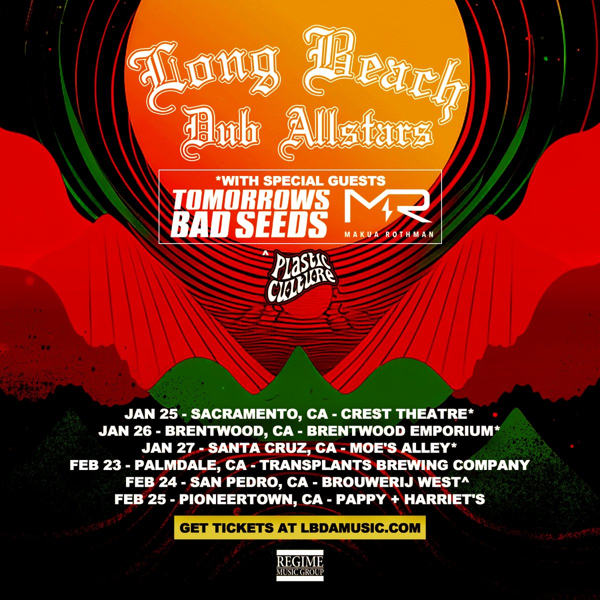 LB Dub Allstars (@lbdamusic) on Twitter photo January & February dates with <a href="/TmrBadSeeds/">TOMORROWS BAD SEEDS</a> <a href="/therealmakua/">Makua Rothman</a> & Plastic Culture.
Grab your tickets here: lbdamusic.com/tour January & February dates with <a href="/TmrBadSeeds/">TOMORROWS BAD SEEDS</a> <a href="/therealmakua/">Makua Rothman</a> & Plastic Culture.
Grab your tickets here: lbdamusic.com/tour