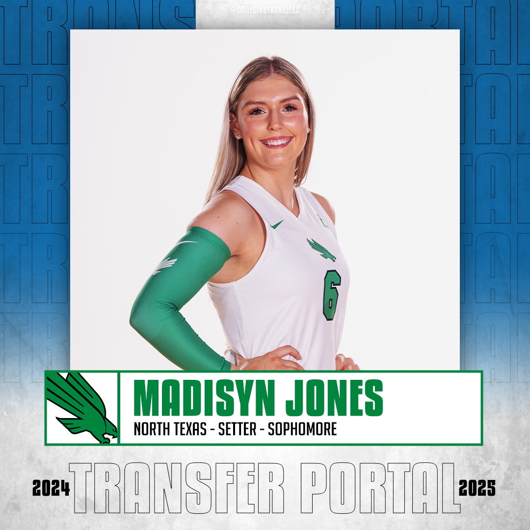 𝗜𝗻 𝗧𝗵𝗲 𝗣𝗼𝗿𝘁𝗮𝗹 ✏️: Madisyn Jones 🏐: Setter 🎓: Sophomore 📍: North Texas #CollegeVBTransfers | #NCAAWVB