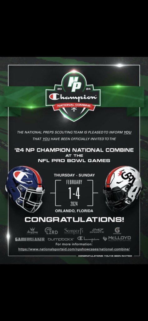 Blessed to be invited to the @NPShowcases combine at the Pro Bowl #AGTG @QBCoachPeyton @qbcoachshorty @Coach_Peavey @TAscension @CHCCoachWard @CHCTouchdown @247Sports @On3sports @CoachDBryant3