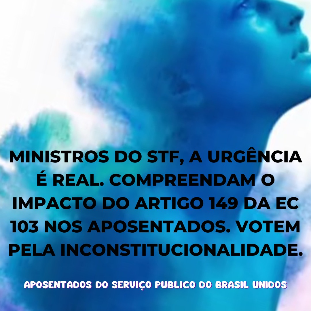 @NiniveVanda @Vanderl30432346 @STF_oficial @gilmarmendes @LRobertoBarroso @alexandre @nunesmarquesk @MinAMendonca @Cristianozaninm @FlavioDino 'Ministros, carga do art149 EC103/19 é injusta. Pedimos humildade, voto inconstitucionalidade. @STF_oficial
@gilmarmendes
@LRobertoBarroso
@alexandre
@nunesmarquesK
@MinAMendonca
@Cristianozaninm
@FlavioDino
Confisco Injusto
👇
#DesenrolemAposentados'
Nbgfpiii