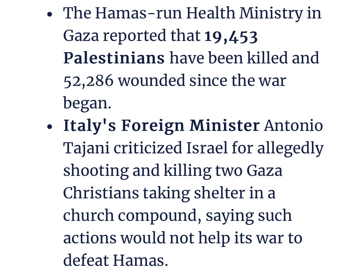 Israeli newspaper @haaretzcom does a daily list of developments in the war. I think it’s worth stopping to read four things that have happened on day 73.