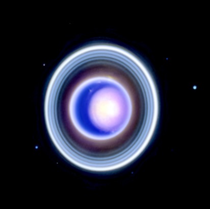 Amazing Rings Around Uranus   🪐
This new image from JWST reveals the rings, polar vortex, and many of its 27 moons.
Because of the planet’s 98° tilt, the rings are now facing Earth, and the opposing pole faces a 21-year winter with no sunlight. So, the seasons are extreme. Here