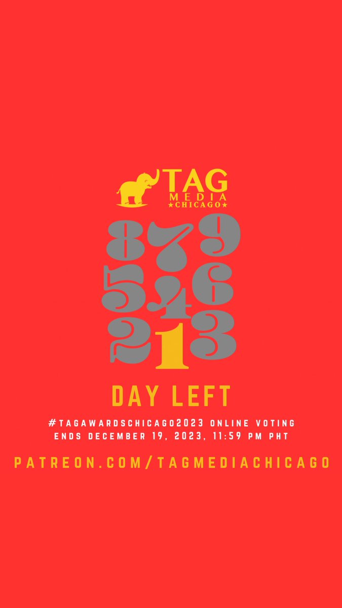 Your vote matters, TAG Fam! Just a gentle reminder that we’re now down to the LAST DAY of online voting. 

There’s less than 24 hours left to
cast your votes for our 4th Annual #TAGAwardsChicago 🏆 You may accelerate your VPP (Voting Points Power) by selecting a tier level on:
🔗