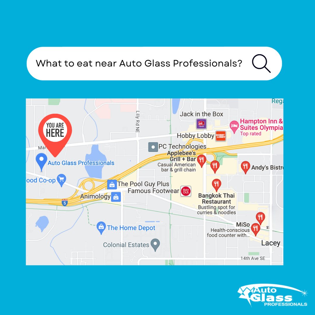 Looking for a way to kill time while your auto glass is fixed? Discover nearby local dining while you wait! 🍽️ 😋 

#AGP #AutoGlassProfessionals #LaceyWA #ThingsToDo #YelpWashington #SouthSoundWA #LocallyOwned #VeteranOwned