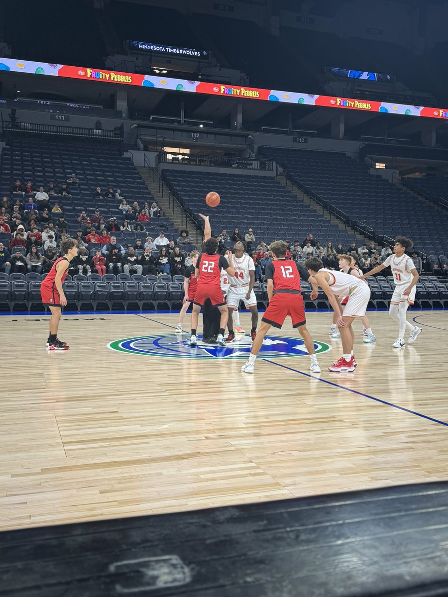 CoachBunkowske's tweet photo. @StCroixLutheran JV boys are tipping off at the @TargetCenterMN vs. Two Rivers! https://t.co/KTfZRnCfCL