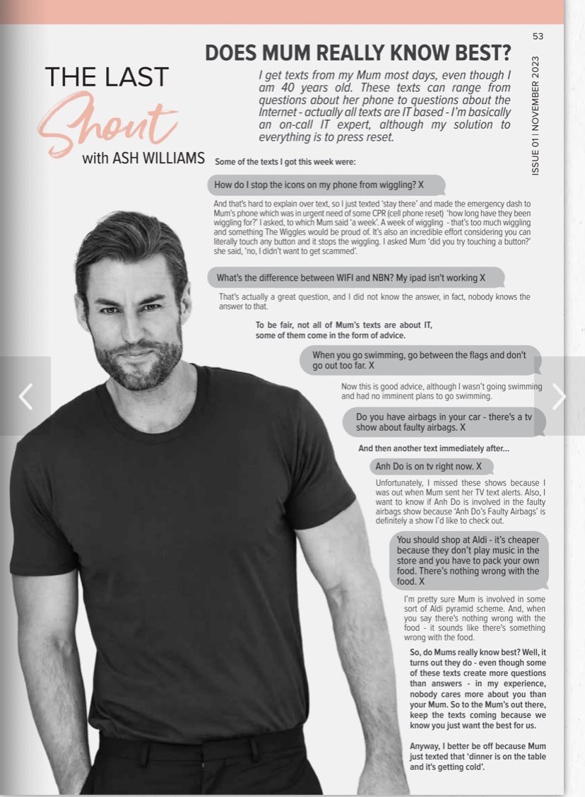 My new column is up with ‘Your Christmas Survival Guide’ 🎄You can read for free at australianlifemagazine.com.au 
P.S Here is last months column - ‘Does Mum really know best?’ Enjoy X