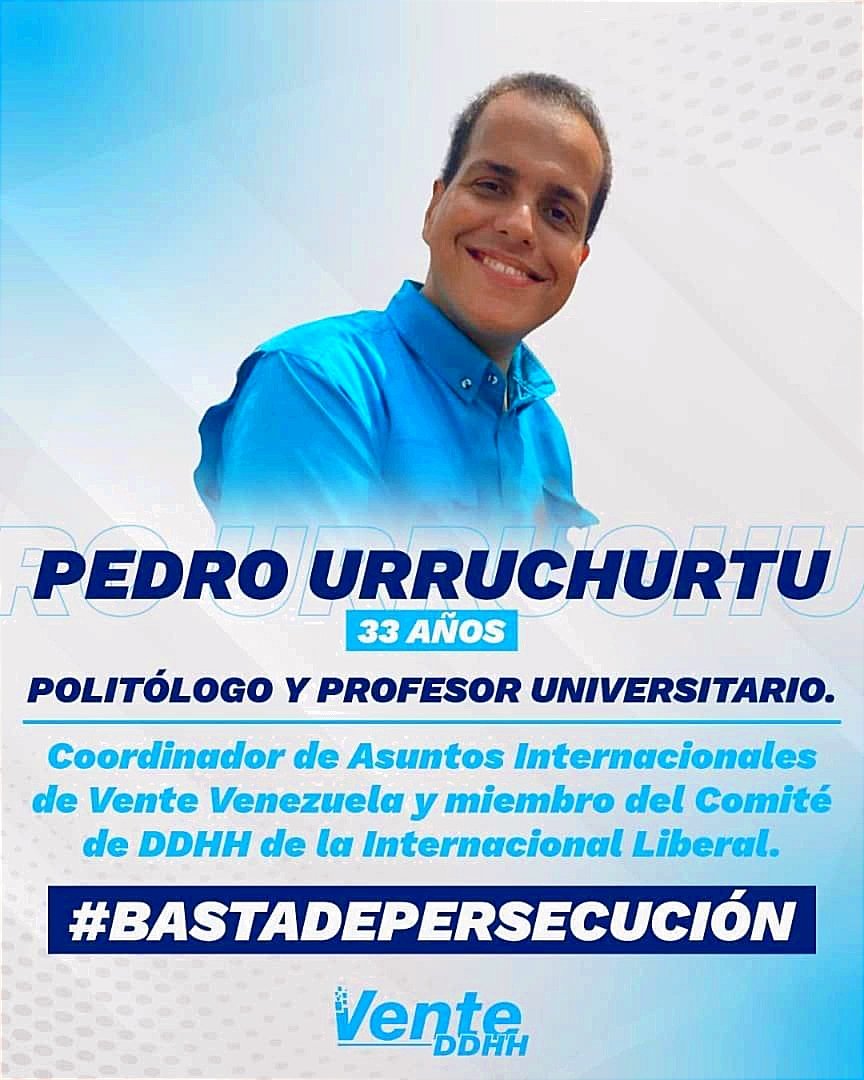 Pedro Urruchurtu es un excelente profesional comprometido con el país. 
¿Su “delito”? Exponer ante el mundo la realidad en la que nos ha sumido el régimen criminal. 
@claumacero, @HenryAlviarez y @Urruchurtu, trabajan para lograr la libertad de Venezuela. 
 #BastaDePersecucion ✓
