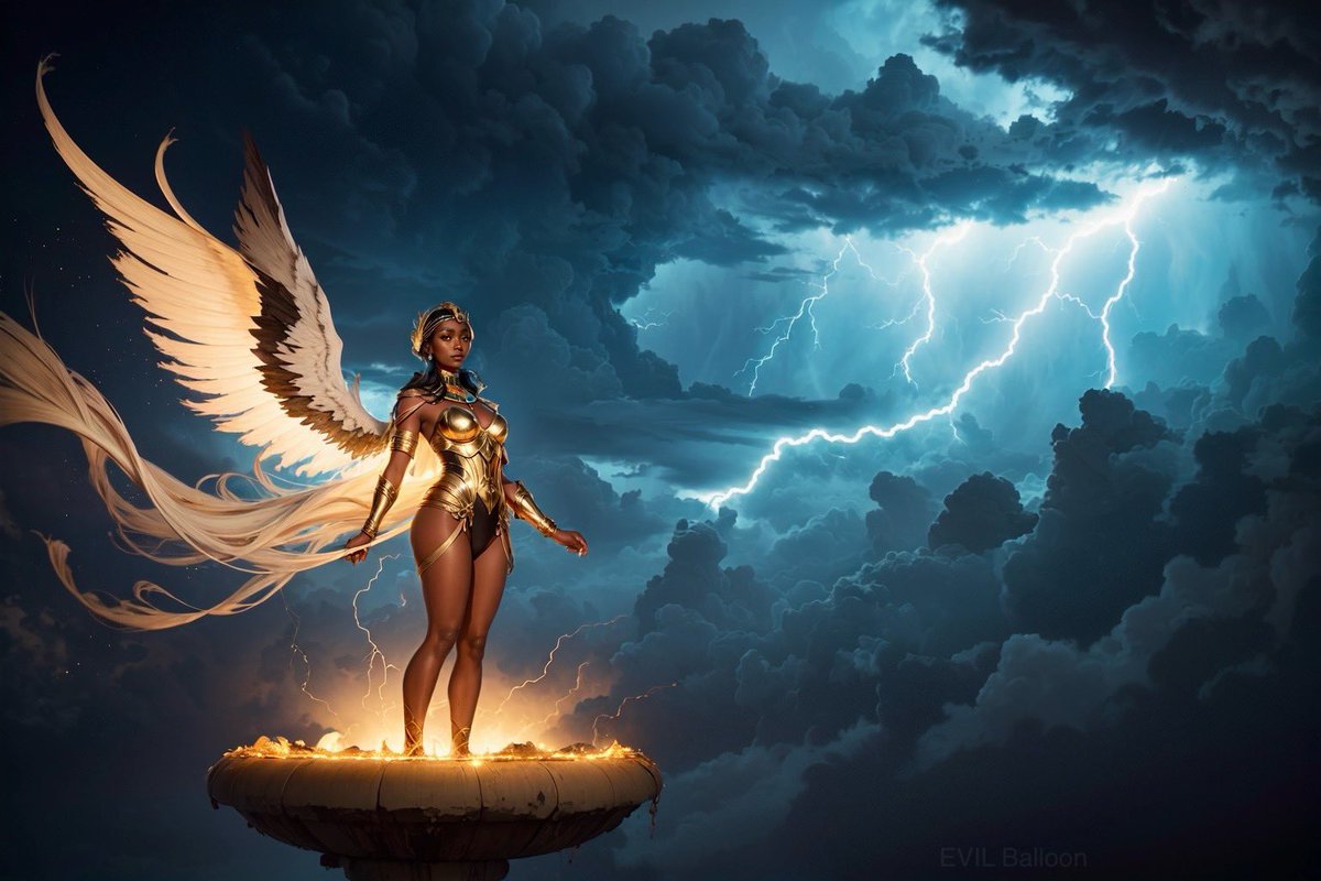 This was it. Laid out on my back, head thrashing fighting the end. Lightning erupting, pounding, urging me awake. My skin stiffened. Eyes finally clear and there she was. The fracture in the sky stood still in honor. “So this is it… Fu-”

#BornOfAIGoddessChallenge <a href="/ai_ppalette/">PassionPalette</a>
