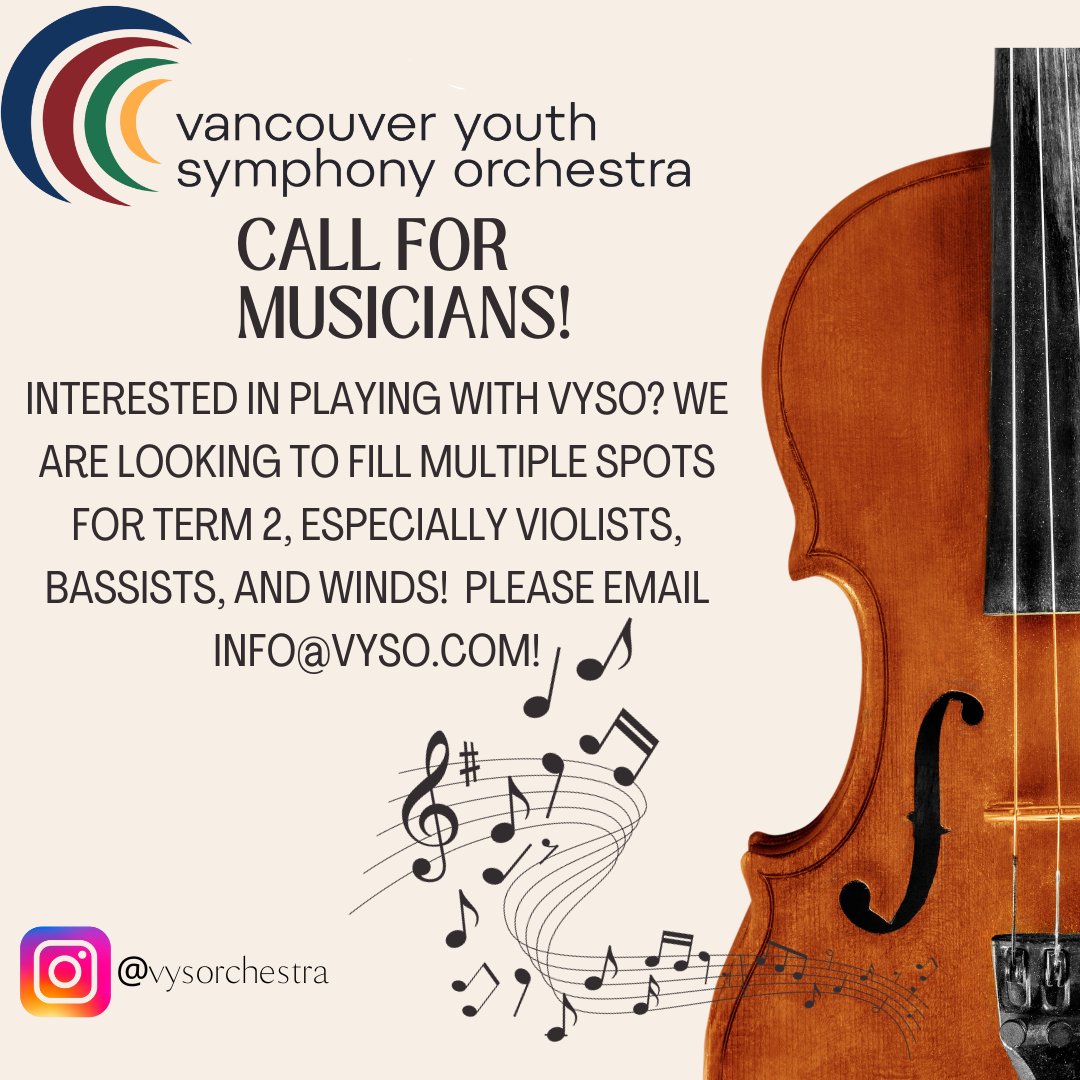Don't forget! We are still looking to fill some open positions for term 2! Don't miss your chance to be a part of our talented youth orchestra! ❤️🔥