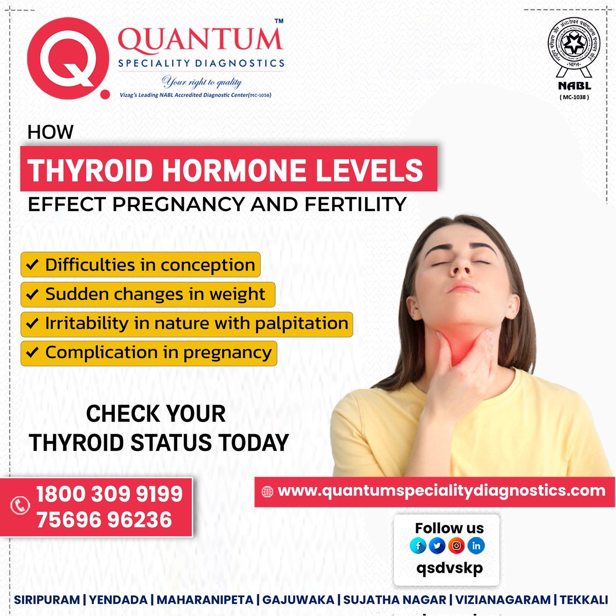 Getting your thyroid check with Quantum Speciality Diagnostics – the latest in precise testing! 
#ThyroidCheck #HealthFirst
 #HealthcareMadeEasy #DiagnosticsMadeSimple #HomeHealthcareSolutions #TestFromHome #SampleCollectionServices #HealthCheckAtHome 
#HeartHealth