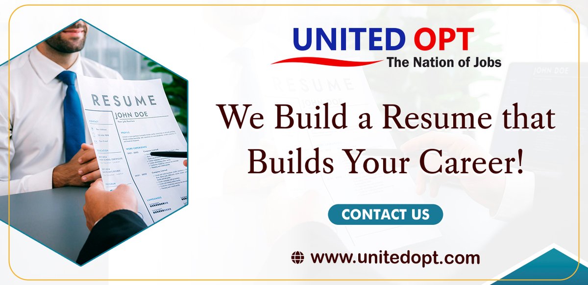 Ignite your professional journey with United OPT’s Resume Writing Services that shine.

#Resume #professionalresumewriter #professionalresumeservices #professionalresumewritingservices #resumeblasting #resumewriter #resumetips #resumebuilder #resumewriting #resumeservices