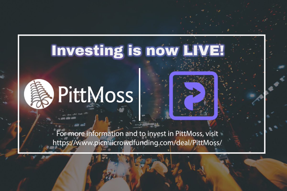 ***New Offering Launch***

To view PittMoss' offering, visit: picmiicrowdfunding.com/deal/PittMoss/

PittMoss has innovated the soil market by creating the top performing, most sustainable soils ever produced (As recognized by Better Homes and Gardens Rankings and Good Company Ventures).