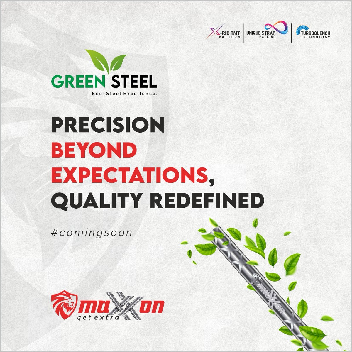 #MaxxonSteel #GreenInnovations #PrecisionCraftsmanship #QualityRedefined #maxxon #TMTBars #buildingmaterials