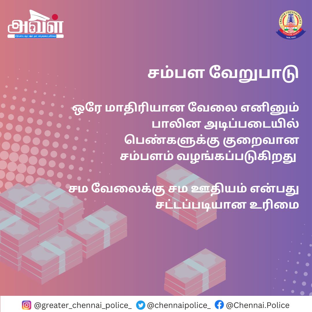 பாலின பேதம் நீக்க ஒன்றிணைந்து போராடுவோம். எல்லோருக்குமான உலகை உருவாக்குவோம். சமூகத்தில் நீங்கள் பார்த்த பாலின பேதத்துக்கான உதாரணத்தை பின்னூட்டமிடுங்கள். 

#GenderEquality #EqualOpportunities #SocialJustice #அவள் #avalbygcp #avalsafety #avalawareness #GCPAVAL