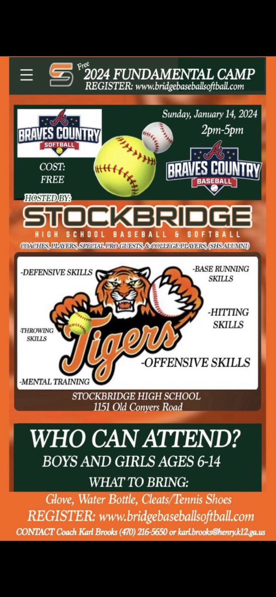 karl brooks (@coachbrooks21) on Twitter photo Why I do what I do! Last year we had 327 baseball and softball players attend Letโs see how we do this year! If you are in the Stockbridge community letโs get your kids signed up! We are Building the Bridge!! <a href="/coachbyrd6/">Andre Byrd Ed.S , CAA</a> <a href="/DrJamesT/">Dr. James Thornton</a> <a href="/NajeKool/">Dr. Lavonda Clarington</a> <a href="/HammockEdu/">Stephen Hammock</a> <a href="/TigersShs/">SHS Tigers Baseball</a> <a href="/TigersoftballS/">Stockbridge Softball</a> Why I do what I do! Last year we had 327 baseball and softball players attend Letโs see how we do this year! If you are in the Stockbridge community letโs get your kids signed up! We are Building the Bridge!! <a href="/coachbyrd6/">Andre Byrd Ed.S , CAA</a> <a href="/DrJamesT/">Dr. James Thornton</a> <a href="/NajeKool/">Dr. Lavonda Clarington</a> <a href="/HammockEdu/">Stephen Hammock</a> <a href="/TigersShs/">SHS Tigers Baseball</a> <a href="/TigersoftballS/">Stockbridge Softball</a>
