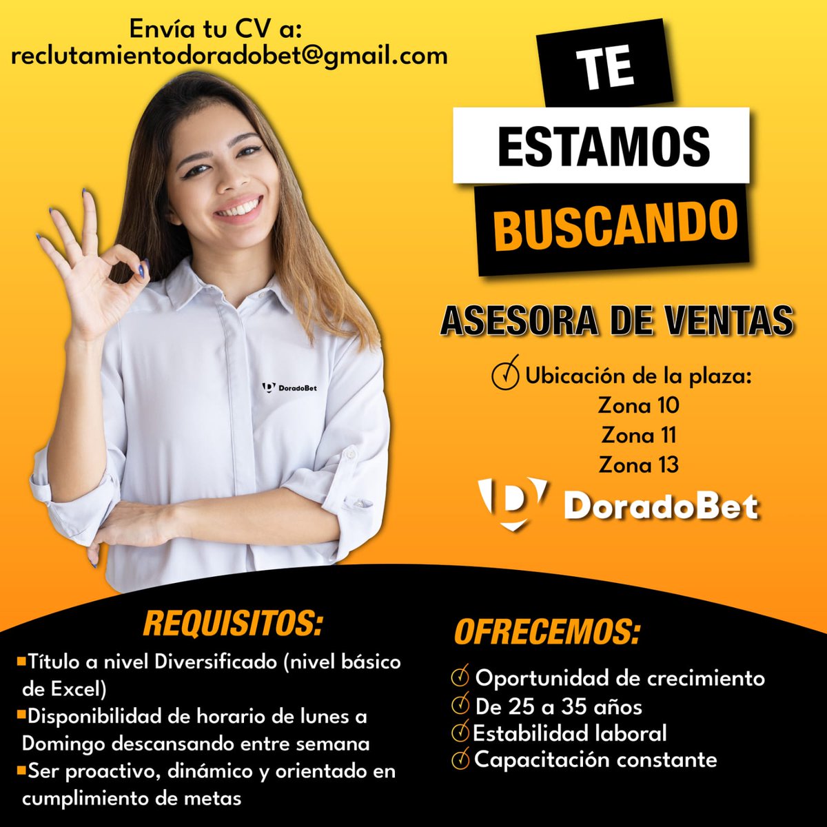 Si pueden compartir a lo mejor alguien este en busca de trabajo, es para atención al cliente, en casa de apuestas. Requisito saber de deportes.  #TrabajosGuate #BuscoTrabajo #TrabajoEnLaCiudad