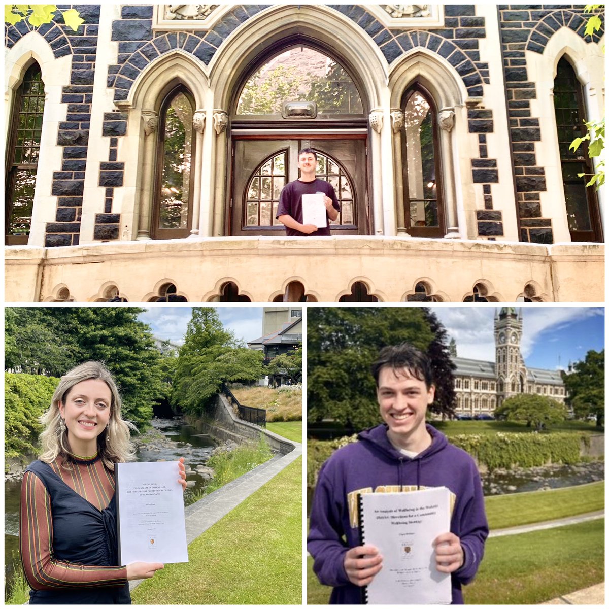 Ka rawe! Congratulations to #MPlan candidates Tim Boyle, Larissa Hinds & Clark Williams on submitting their #theses. Well done team. The planning world is lucky to have you joining the profession 👏🏽👏🏽 #postgradlife #urbanplanning #planning #onlyotago #environmental #plan