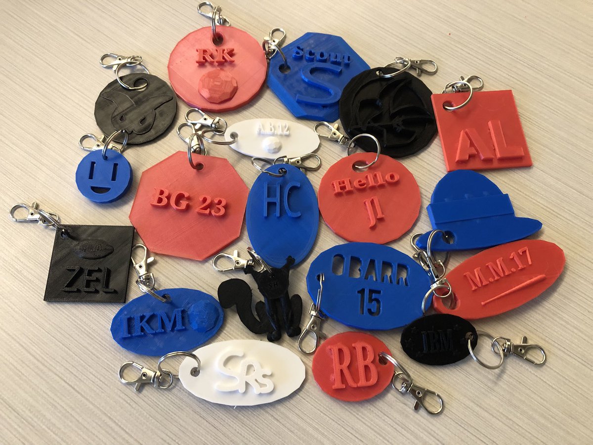 Warren Whitney (@warwhitney) on Twitter photo Fifth grade students designed and 3D printed backpack tags, most of them using TinkerCad for the first time. Look at the wonderful variety of the designs! <a href="/BobbyBellMS/">Bobby Bell</a> #REBellTone Fifth grade students designed and 3D printed backpack tags, most of them using TinkerCad for the first time. Look at the wonderful variety of the designs! <a href="/BobbyBellMS/">Bobby Bell</a> #REBellTone