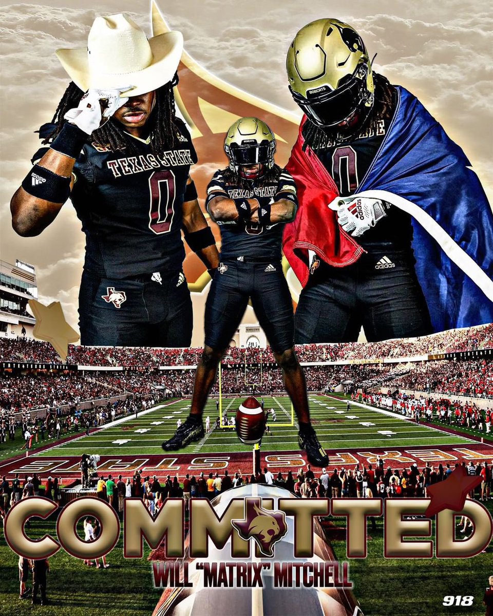 William“The Matrix”Mitchell (@willthematrixx) on Twitter photo I am extremely excited to announce that I have committed to…. 🥁 🥁🥁🥁🥁 <a href="/TXSTATEFOOTBALL/">Texas State Football</a> <a href="/26Int_Hit/">Dexter McCoil Sr</a> <a href="/GJKinne/">GJ Kinne</a> <a href="/CAT_TAKEOVER/">chaz thompson</a> <a href="/coachjameswill/">James Williams</a> <a href="/CoachMITCH4/">Coach MITCH</a> <a href="/YoungBanks219/">Lloyd Banks, RAA</a> <a href="/Karenrenee07/">Karen</a> I am extremely excited to announce that I have committed to…. 🥁 🥁🥁🥁🥁 <a href="/TXSTATEFOOTBALL/">Texas State Football</a> <a href="/26Int_Hit/">Dexter McCoil Sr</a> <a href="/GJKinne/">GJ Kinne</a> <a href="/CAT_TAKEOVER/">chaz thompson</a> <a href="/coachjameswill/">James Williams</a> <a href="/CoachMITCH4/">Coach MITCH</a> <a href="/YoungBanks219/">Lloyd Banks, RAA</a> <a href="/Karenrenee07/">Karen</a>