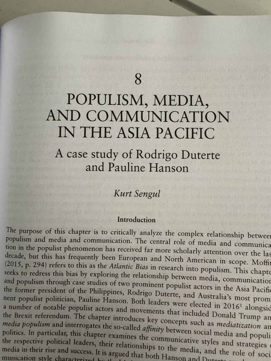 Excited to *finally* get my hands on the Routledge Handbook of Populism in the Asia Pacific A much needed volume which includes my chapter on populism, media and communication