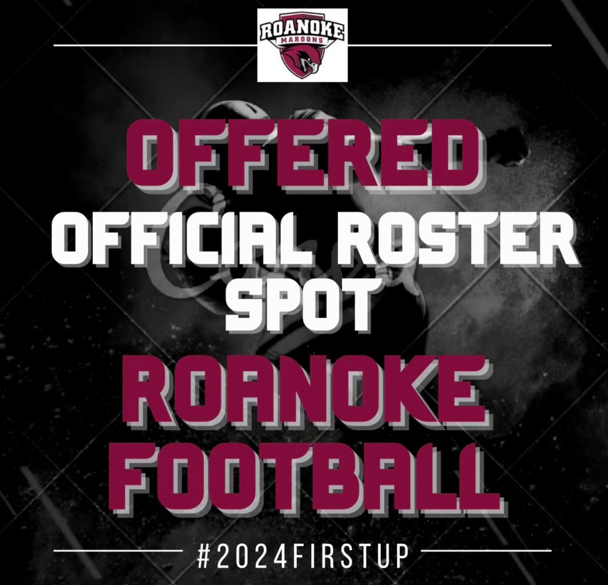 I am blessed to receive a roster spot from <a href="/RoanokeFB/">Roanoke College Football</a>  <a href="/BryanStiney/">Coach Stiney</a>! <a href="/CoachHarless55/">Coach Harless</a>