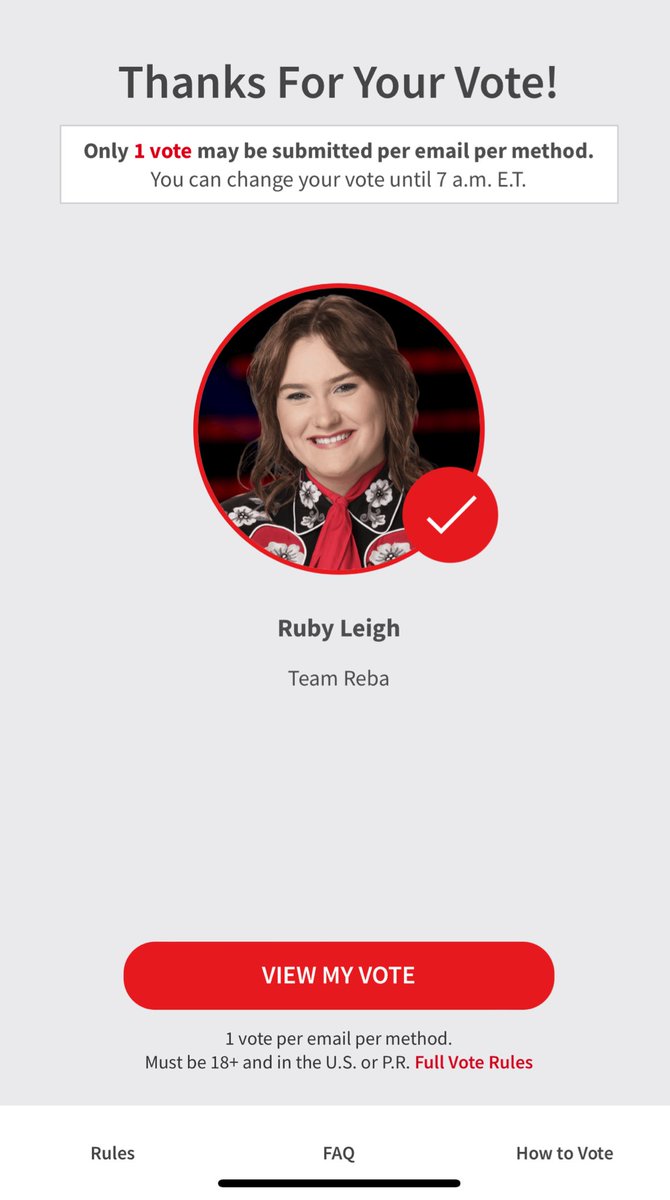 I’m rooting for ya girl! Crossing everything #TeamRuby wins!! #TeamReba #TheVoice