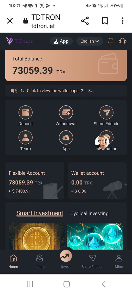 TiloAPignolo's tweet photo. TDTRON https://t.co/ZwcbLuwFee
A simple way to earn a stable income. The company pledges
70,000 trx as equity/benefits that you keep at of the cycle. https://t.co/miWGCm2jcS