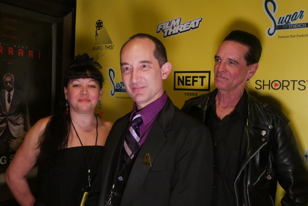 At @FilmThreat's @AwardThis before @TQTMovie took home the award for Best Indie Horror Movie. With me are two of my best friends Jaci Jones and Dave Grave. I love this photo.