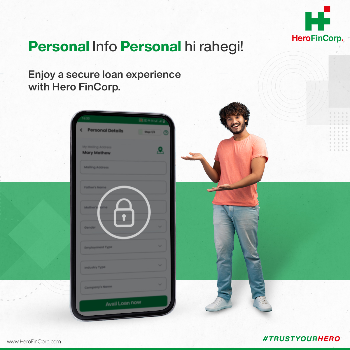 Unlock your dreams worry-free! Avail the safe and secure Hero FinCorp Instant Personal Loan today. 📲✅

Download now: hiplapp.onelink.me/7jZY/clmn0rt4

#HeroFinCorp #DataSecurity #SafeLoan #InstantPersonalLoan #QuickLoan