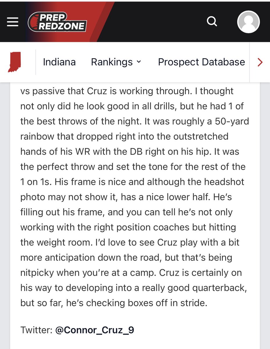 Thank ⁦<a href="/FFBallAllDay/">Sam Erman</a>⁩ for the write up! And thank you ⁦<a href="/PrepRedzoneIN/">Prep Redzone Indiana</a>⁩ for naming me MVP for QBs last night. It was a great camp! 
⁦<a href="/xfactorQB/">Anthony Morelli: X-Factor QB Academy</a>⁩