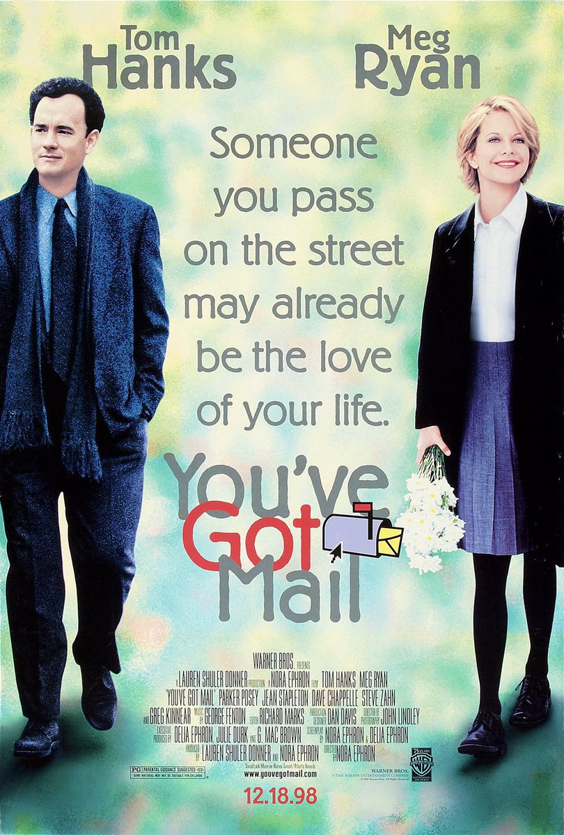 🎬MOVIE HISTORY: 25 years ago today, December 18, 1998, the movie ‘You’ve Got Mail’ opened in theaters!

#TomHanks #MegRyan #ParkerPosey #JeanStapleton #GregKinnear #SteveZahn #HeatherBurns #DaveChappelle #DabneyColeman #NoraEphron