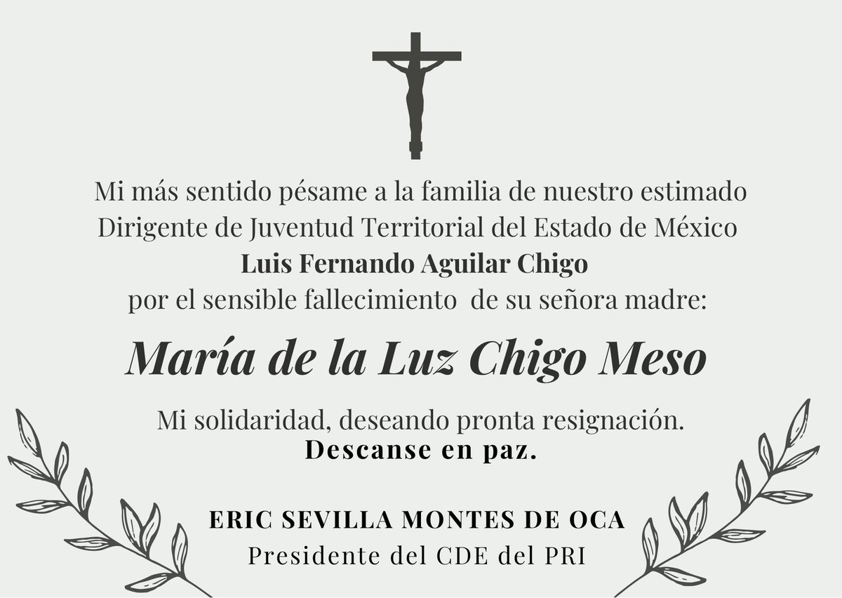 Mi solidaridad con mi estimado Luis Fernando Aguilar Chigo y con su familia, por irreparable pérdida. Deseo encuentren la paz y fuerza en este momento. QEPD 🕊️
