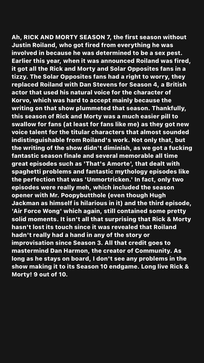 #RickandMorty #RickandMortySeason7 #RickandMortyS7 #RickandMortySeasonSeven #CartoonNetwork #streaming #comedy #adult #adultcomedy #notsuitableforchildren #animation #DanHarmon #JustinRoiland #ChrisParnell #SarahChalke #SpencerGrammer #IanCardoni #HarryBelden #zachszanyreviews