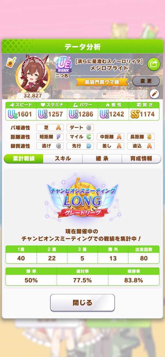 hachimi0615's tweet photo. こんばんハチミ〜🍯(＞人＜;)
有馬記念チャンミ勝てました！
みんな最後まで頑張ってくれました☆
時の運で誰が勝ってもおかしくない闘いでした！
対戦してくれたトレーナーさん　ありがとうございます😊
そして優勝された全てのトレーナーさん、おめでとうございます🎉 https://t.co/Yiky4cBjZJ