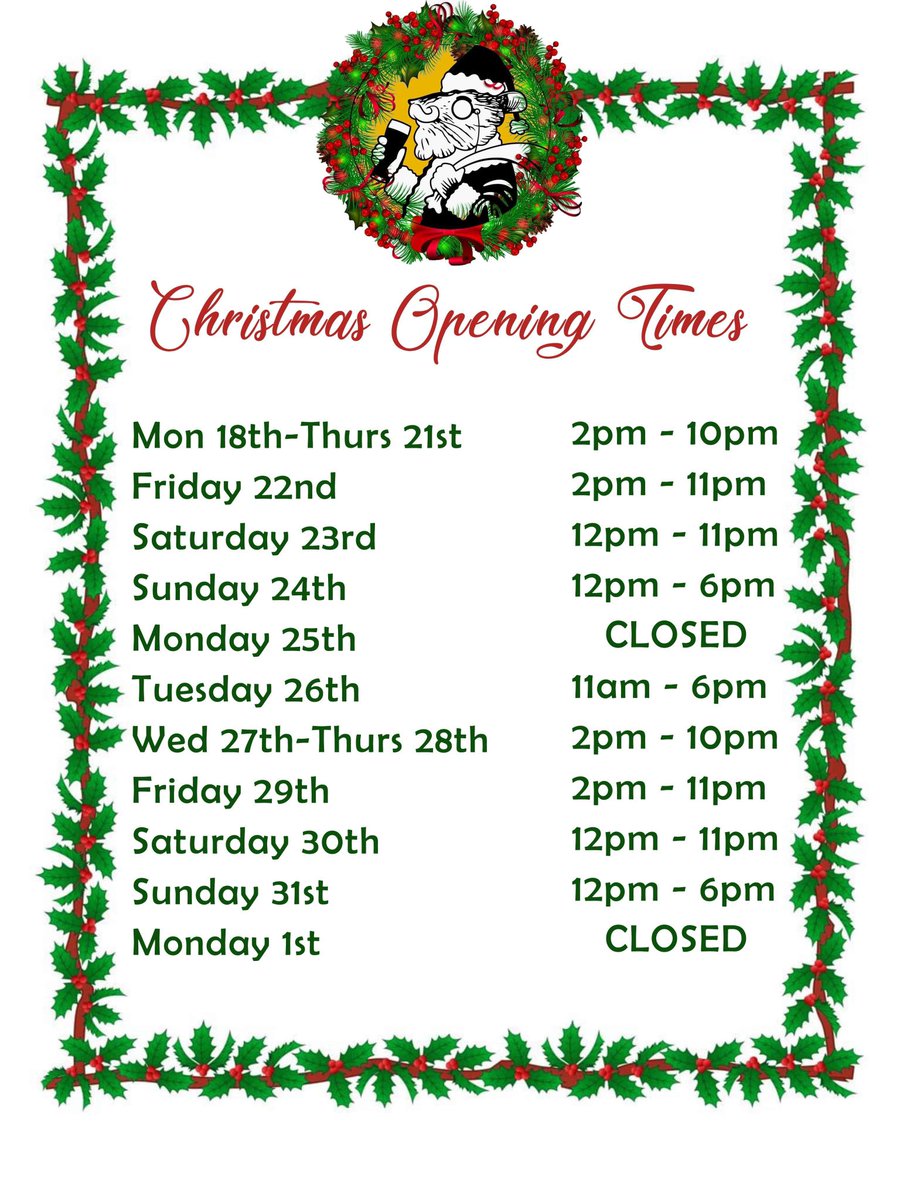 Christmas Opening Hours 🎄