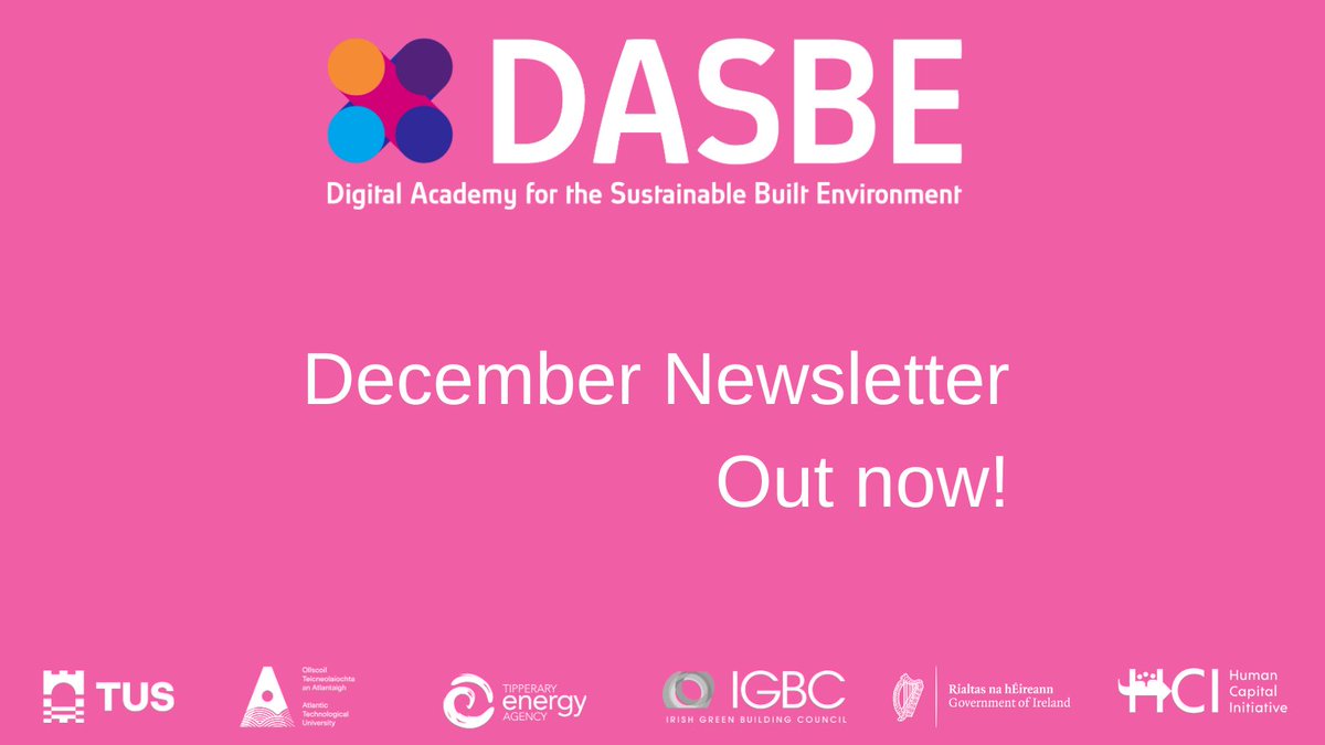 📰Our December newsletter is out and lists all programmes starting in January. Applications remain open into the new year. Programmes include:

◾️Heat pumps
◾️Drones 
◾️Green Procurement in Construction
◾️Building Regulations

 ➡️bit.ly/3tdZhDe  
#digitalconstruction