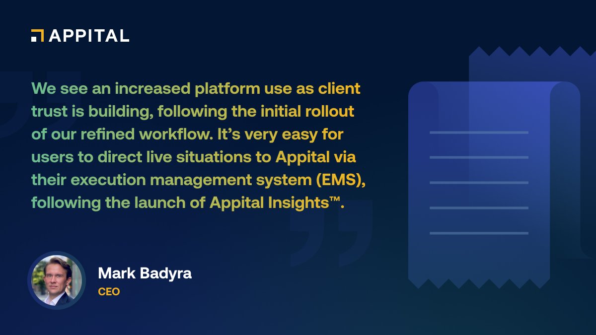 Our CEO Mark Badyra talked to @BestExecution about the macro factors behind our growth and the future plans for the platform, as we hit US$2 billion of buyside liquidity since the launch of Appital Insights bestexecution.net/how-appital-hi…