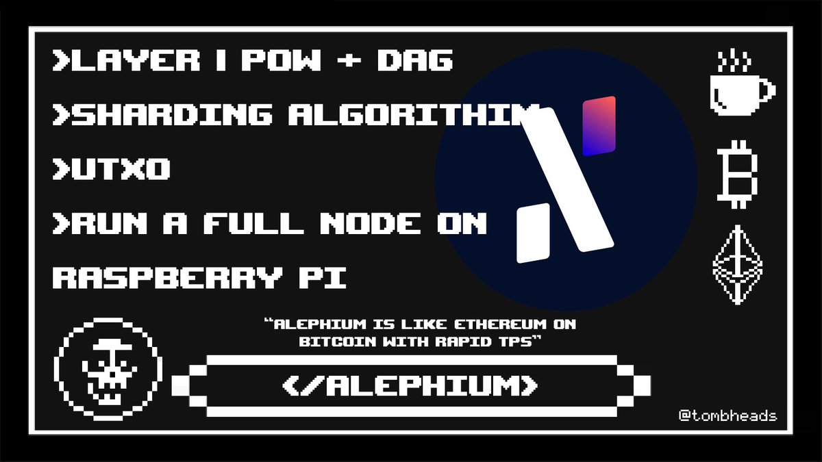 tombxbt's tweet photo. [ $ALPH ] @alephium 

>Got a feeling [ $ALPH ] goes on a  2021 [ $FTM ] parabolic run

⚪️>Layer 1 Blockchain

⚪️>Sharding UTXO model = Scalable + Secure

⚪️>If Bitcoin + Ethereum had a baby you get [ $ALPH ]

⚪️>Proof of Less Work Consensus mechanism, energy efficient

⚪️>MEXC + Coinmetro listing coming

⚪️>16 second block times soon 

⚪️>Ambassador Program started

⚪️>Hackathon incoming

⚪️> [ $AYIN ] is the first dex 

⚪️>Community is solid AF

⚪️>Held 90c like a boss during the lil BTC retrace

⚪️>55m mc / 169m mc FDV

>Other [ Layer 1’s ] to Research with similar market caps + Potential :

[ $QUBIC ]
[ $LYX ]
[ $SMH ]
[ $ONI ]