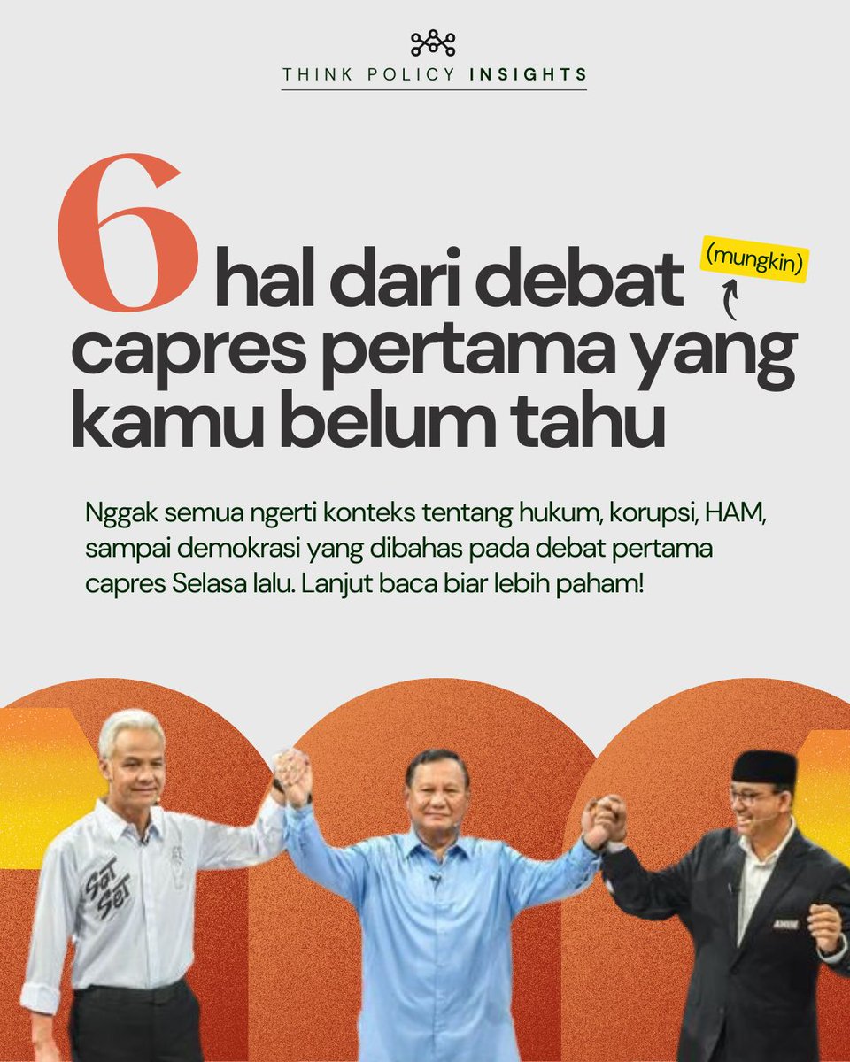 Mulai dari hukum hingga pemberantasan korupsi, bagaimana situasi sebenarnya yang saat ini terjadi? Think Policy Insights mengupas pertanyaan yang mungkin belum kamu pahami👀