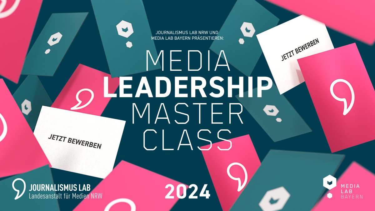 Better Leaders Lab (@betterleaders_) on Twitter photo Wir starten 2024, zusammen mit @journalismuslab und <a href="/MediaLabBayern/">Media Lab Bayern</a>, ein neues Weiterbildungsprogramm für Führungskräfte in lokalen und regionalen Medienhäusern 🔥
Sie können sich ab sofort für die Media Leadership Masterclass bewerben ➡️ journalismuslab.de/media-leadersh… Wir starten 2024, zusammen mit @journalismuslab und <a href="/MediaLabBayern/">Media Lab Bayern</a>, ein neues Weiterbildungsprogramm für Führungskräfte in lokalen und regionalen Medienhäusern 🔥
Sie können sich ab sofort für die Media Leadership Masterclass bewerben ➡️ journalismuslab.de/media-leadersh…