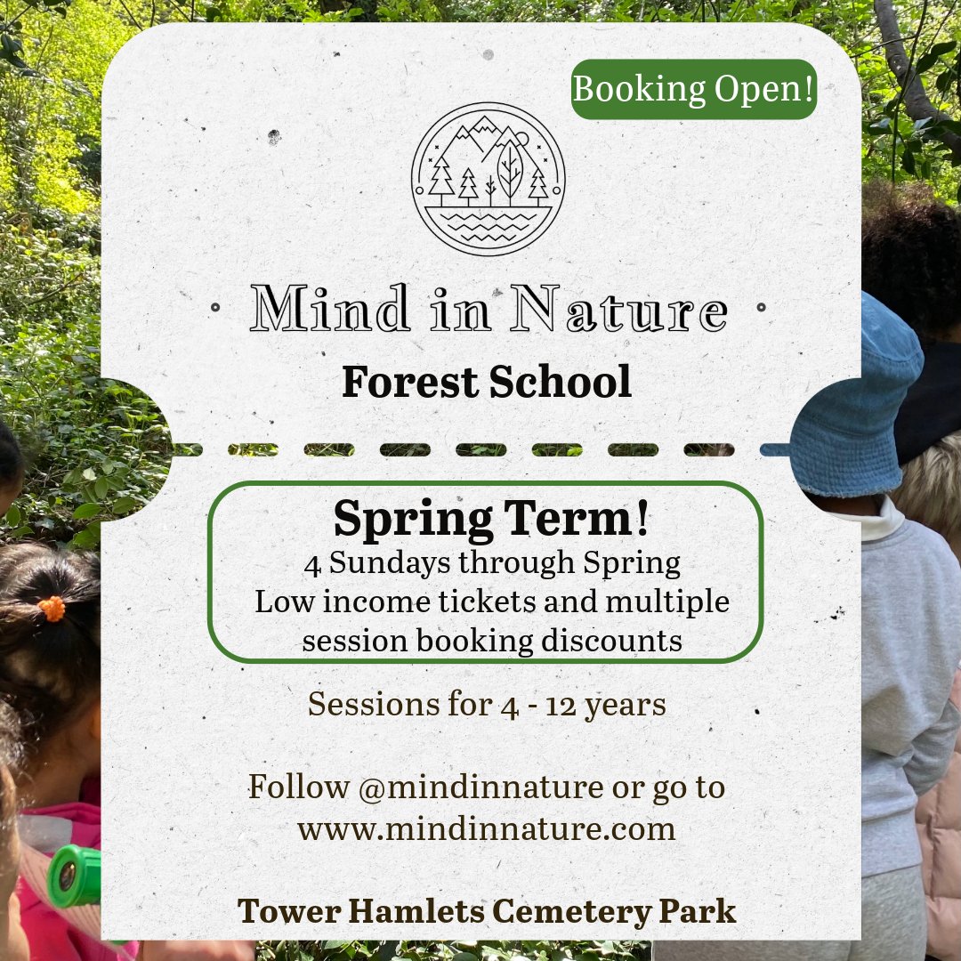 Spring 2024 Forest School dates & Xmas gifts for adults via mindinnature.com for their events in the Cemetery Park in 2024. 👉 Forest School for 4-12 year olds Sundays through Spring: mindinnature.com/kids'programmes 👉 Cocktails, Folktales and Foraging: mindinnature.com/category/all-p…