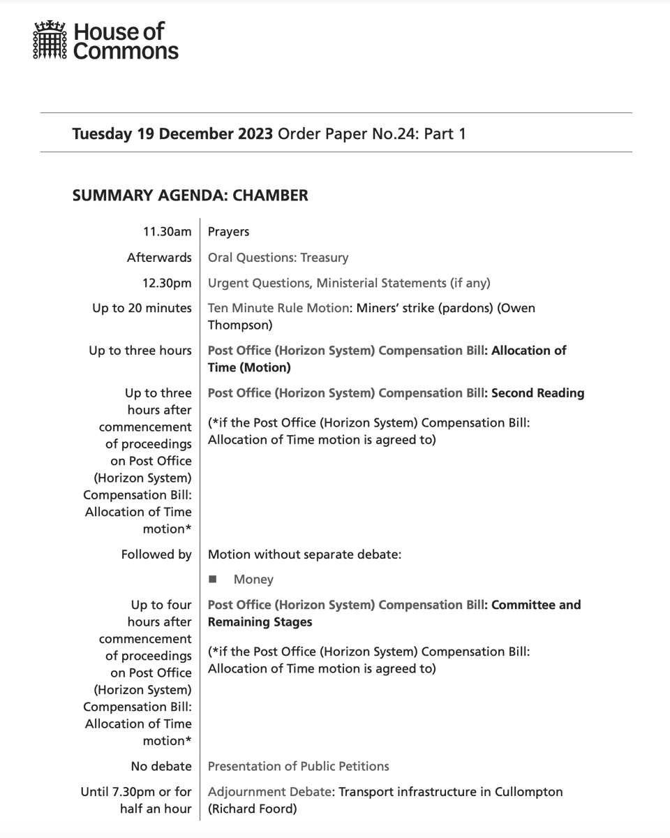 The House of Commons sits from 11.30am today. Find out what’s on: commonsbusiness.parliament.uk/Document/83872… The #OrderPaper is published each sitting day and lists the business of the House. Follow the Chamber in real time: now.parliament.uk